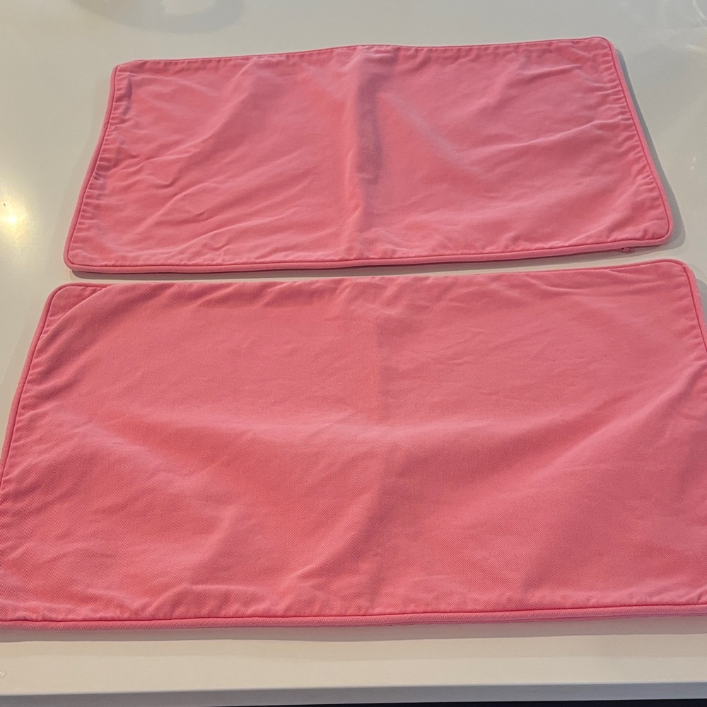 2 Pottery Barn Teen Pink Twill Pillow Shams